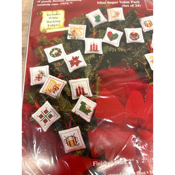 Janlynn Christmas Mini Ornaments Counted Cross Stitch Kit 24 Festive Designs - Picture 3 of 4